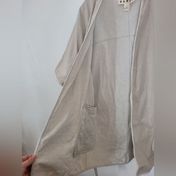 SCHAI Overcoat Linen Cotton Neutral Minimalist Lagenlook Oatmeal Oversized Small - Picture 8 of 16